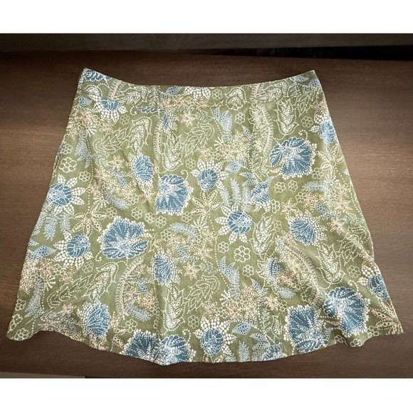 Rip Skirt Green Blue Print A-Line Casual wrap Skirt Size L - Picture 3 of 8